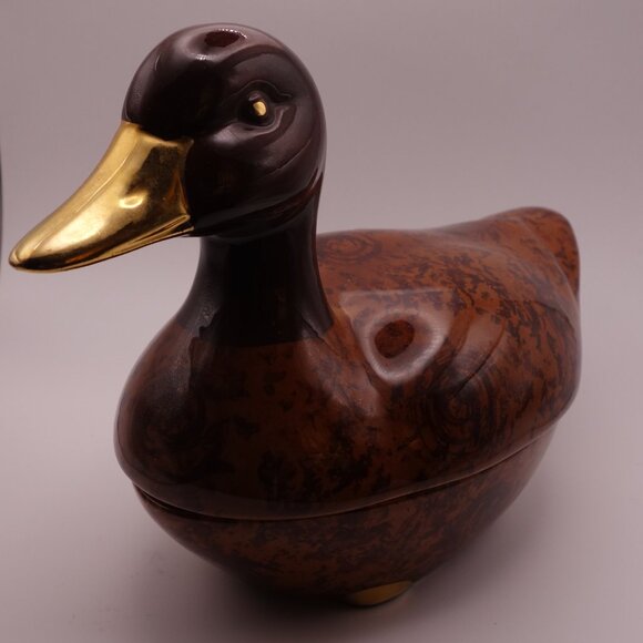 Michel Caugant Ceramic Duck Storage Container - Picture 1 of 16